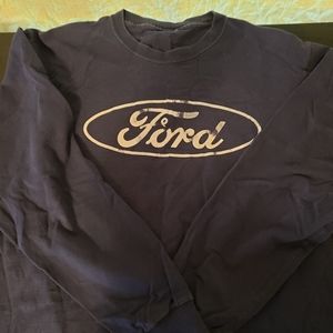 Blue Ford Distressed Logo Large LS T-shirt